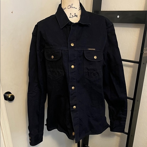 Indigofera Copeland Blue Denim Button Closure Pockets Shirt Modern Quiet Luxury - Picture 1 of 11